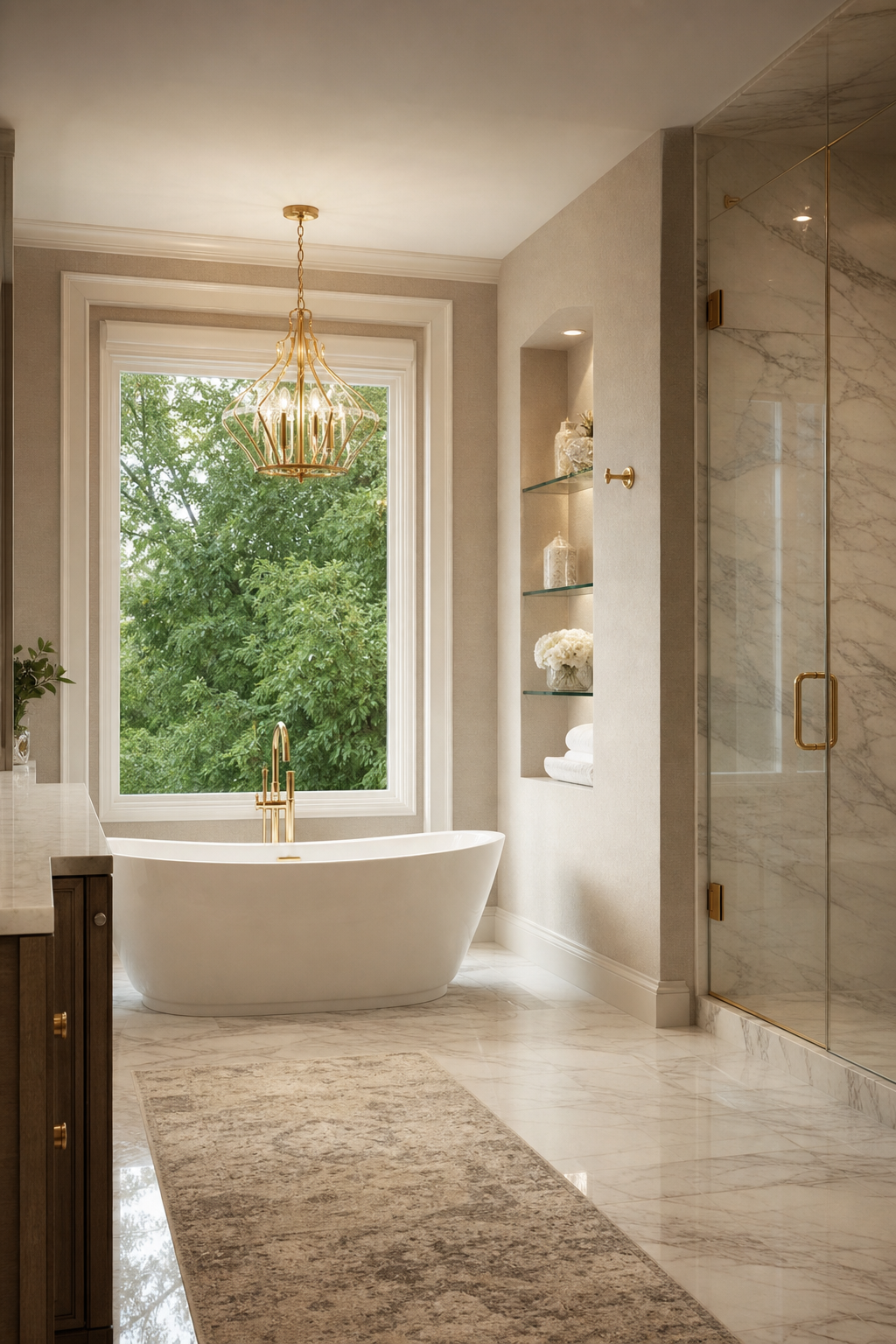 Luxury bathroom with freestanding soaking tub